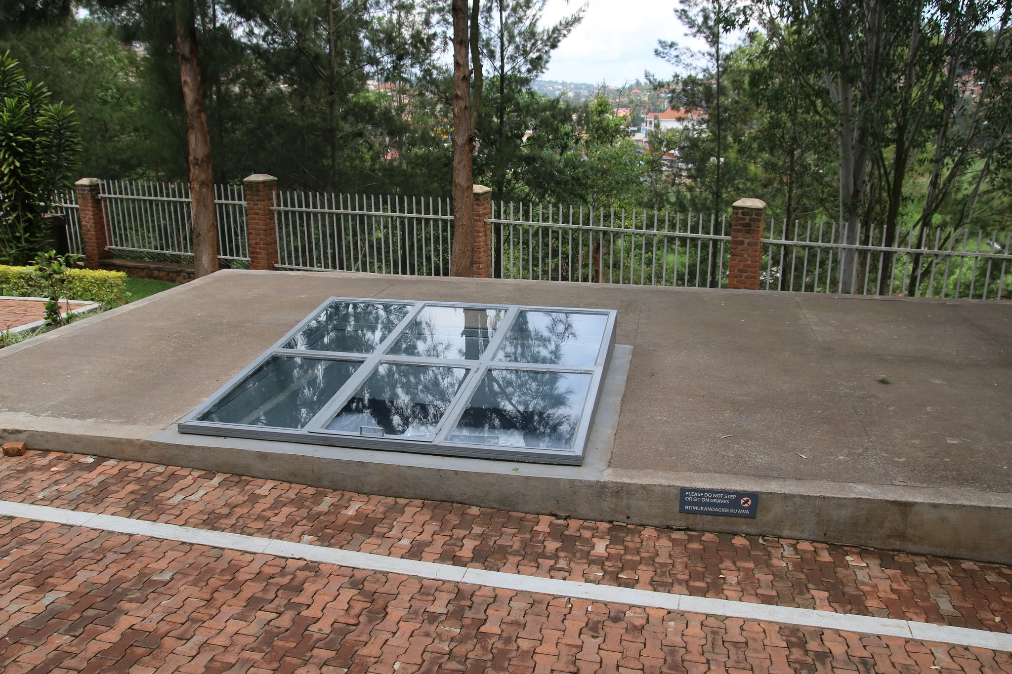 Memorial garden and reflection skylight at the Kigali Genocide Memorial