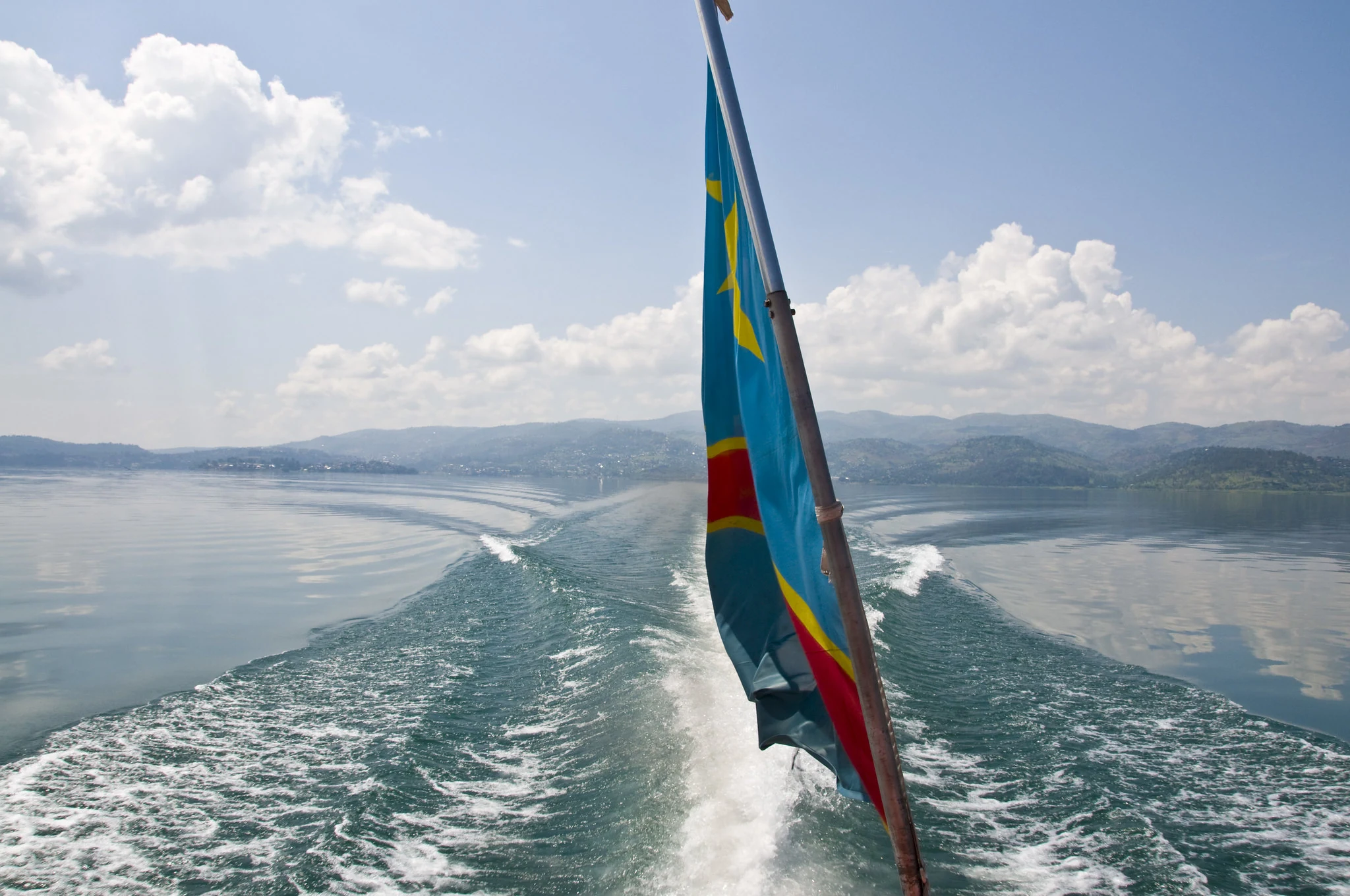 Luxury sailboat cruising on Lake Kivu